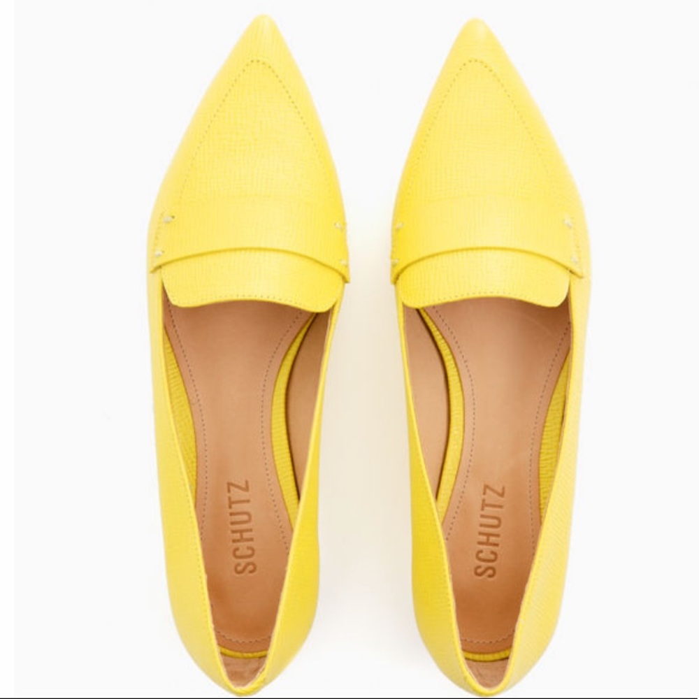 NEW SCHUTZ YELLOW ELISE FLAT LOAFER - Picture 2 of 5
